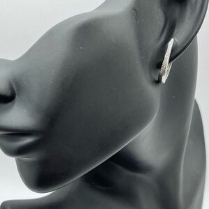 Natural Diamond Sterling Silver Hoop Earrings